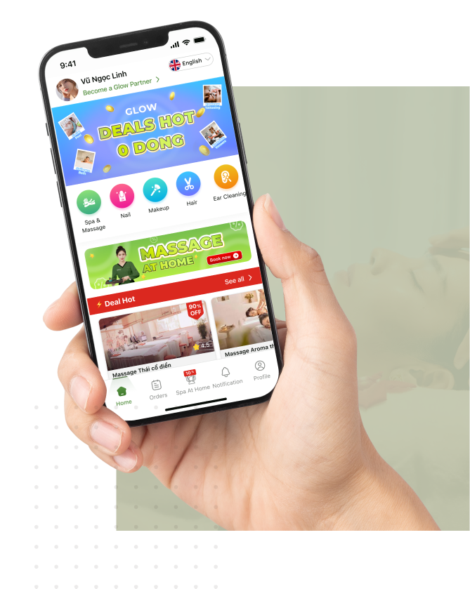 Image of the Glow app homepage, including the “Become a Partner" button for instructions on how to register as a Glow Partner